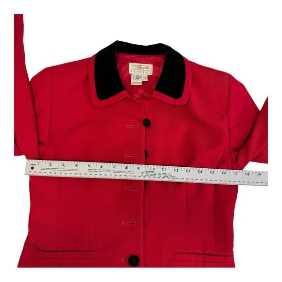 Talbots Red‎ Velvet Collar 100% Wool Winter Office  Blazer Size 2P - Picture 7 of 11